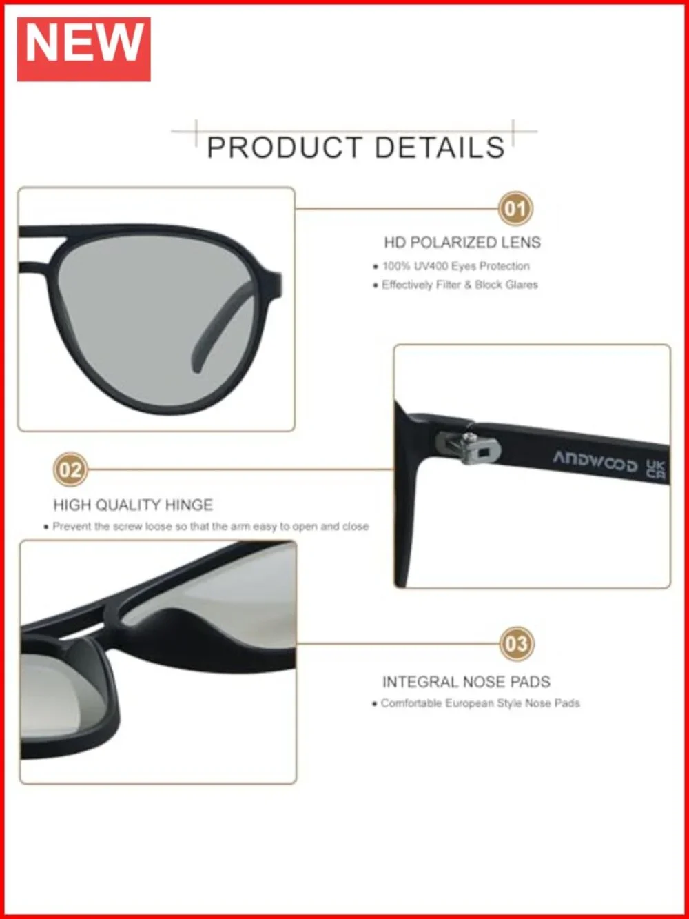 Unisex Retro Aviator Sunglasses Polarized Photochromic Square Frame UV